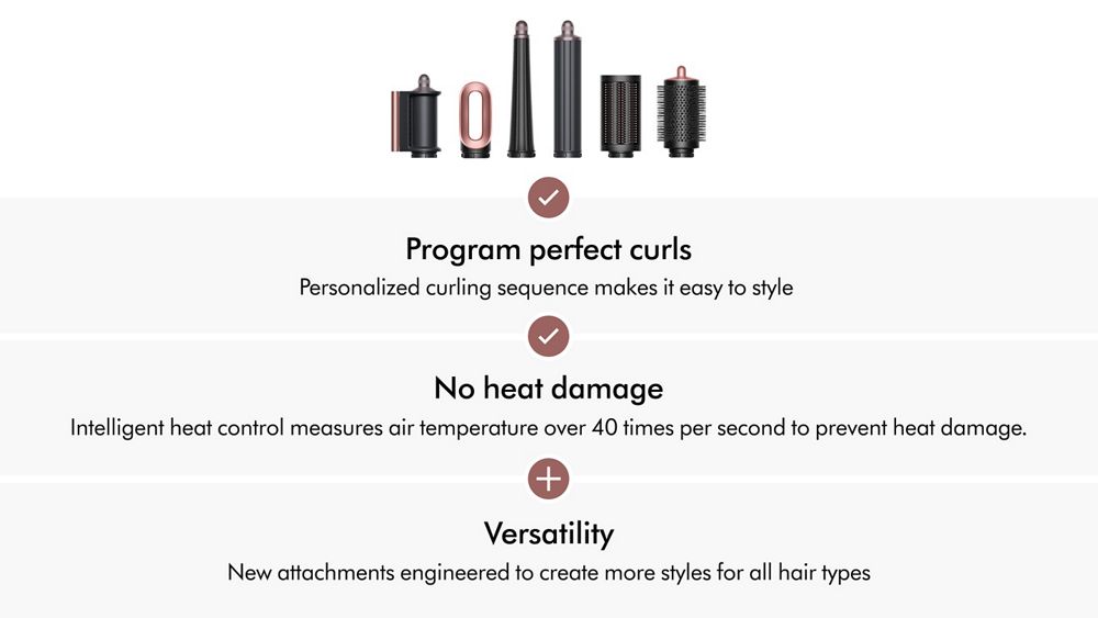 Dyson Airwrap attachments and list of key benefits
